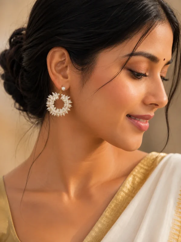 Ivory Blossom Hoops
