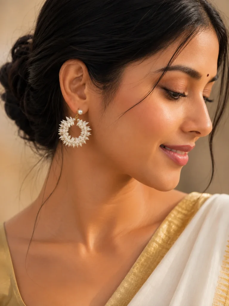 Ivory Blossom Hoops