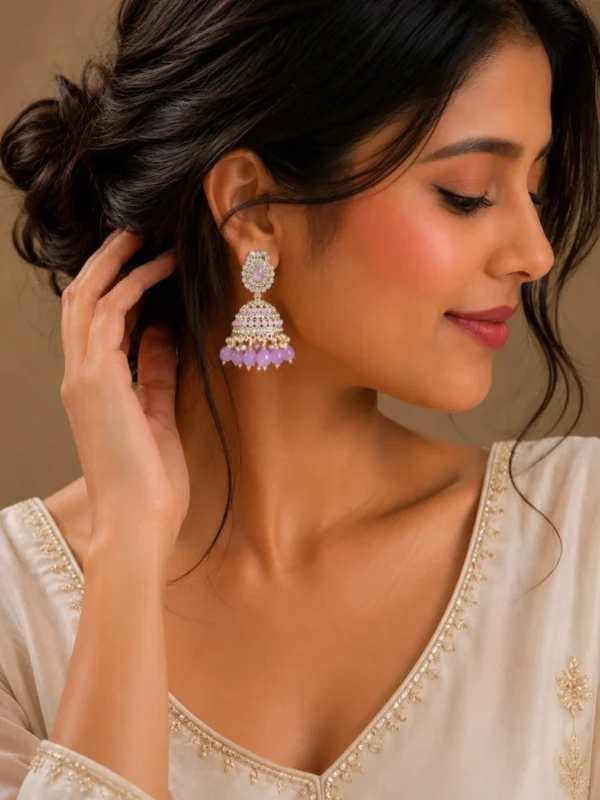 Lavender Noor Jhumkas