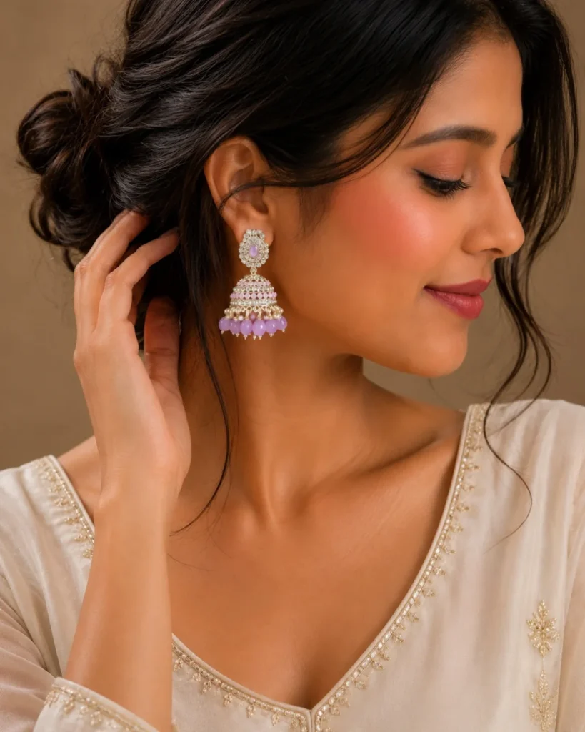 Lavender Noor Jhumkas