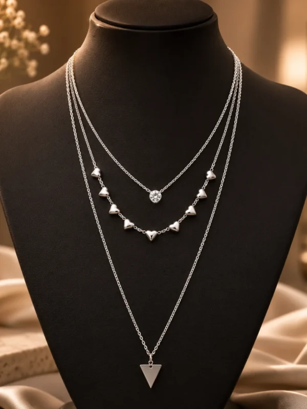 Layered Heart Charm Necklace