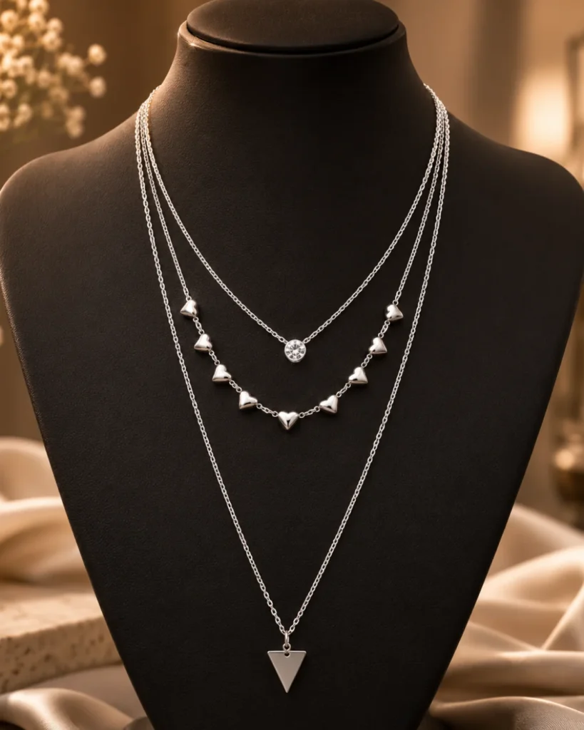 Layered Heart Charm Necklace