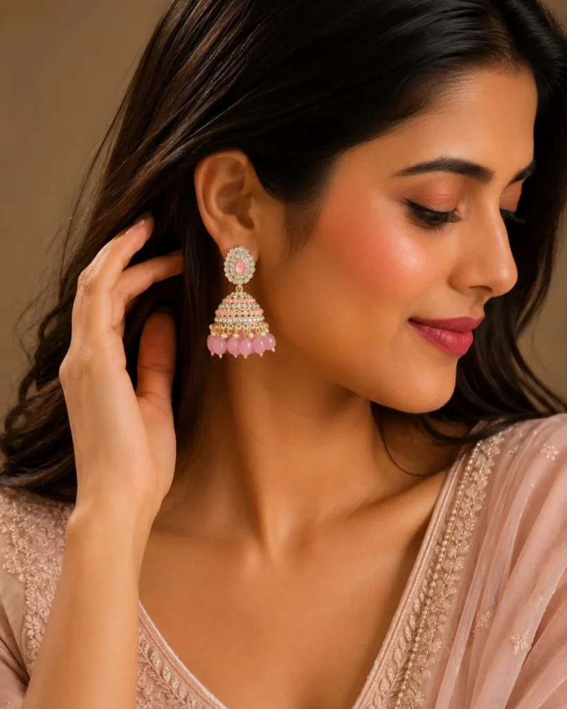Blush Pearl Noor Jhumkas