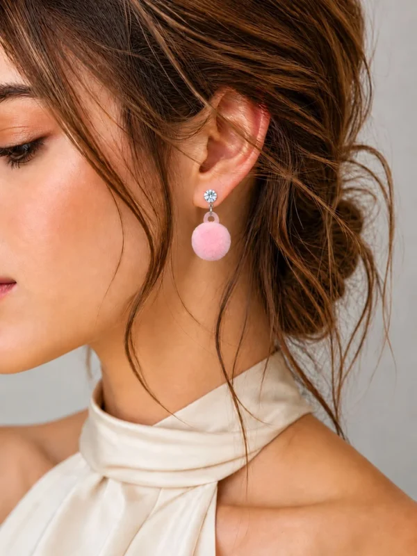 Blush Pom Pom Earrings