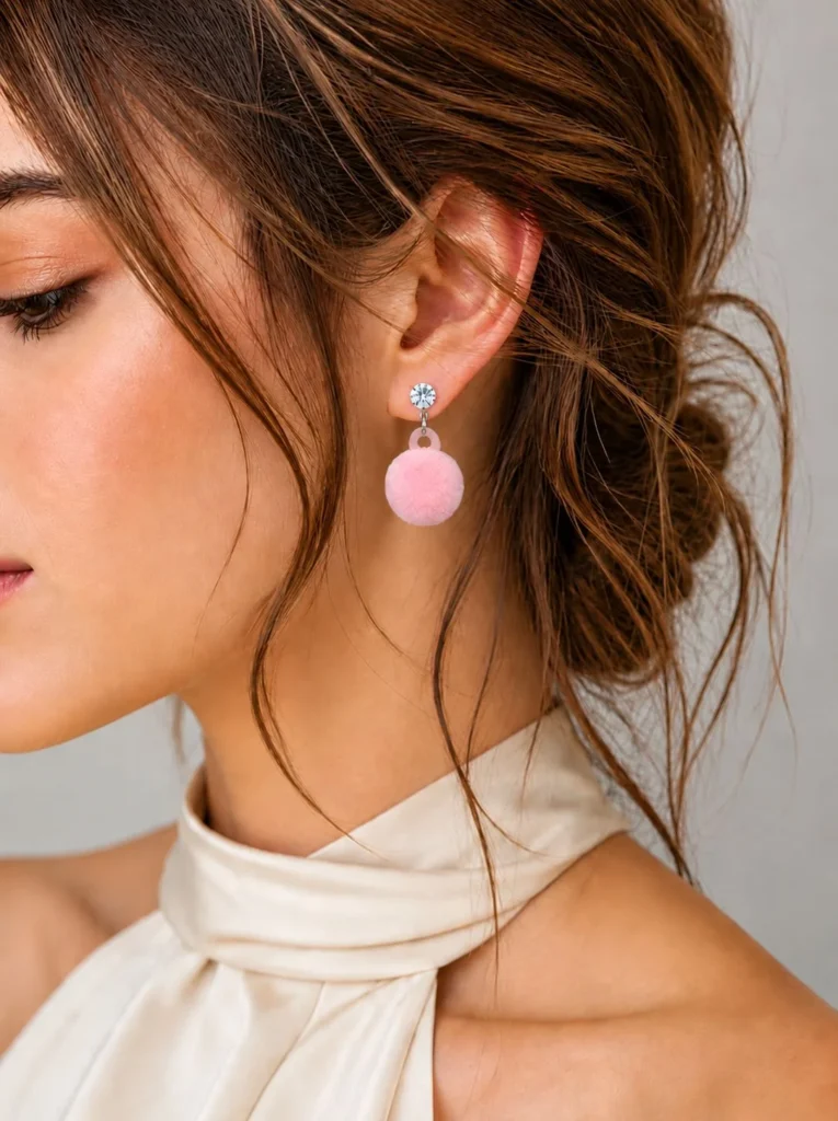 Blush Pom Pom Earrings
