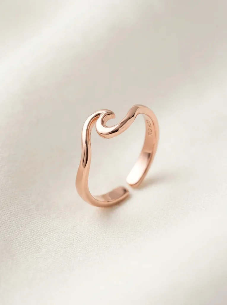 Adjustable Rose Gold Wave Ring