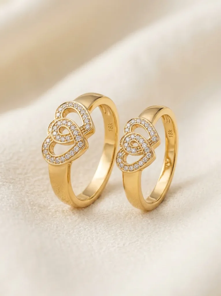 Twin Heart Couple Rings (Pair)