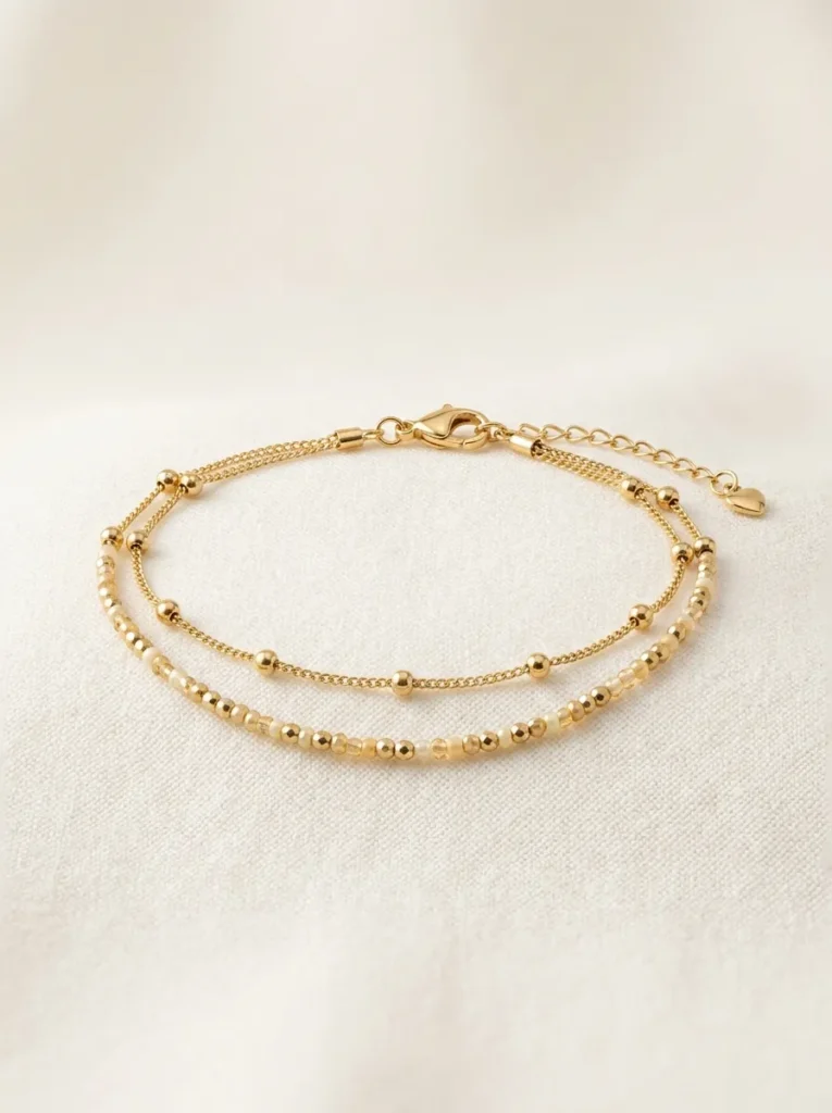 Dual-Layer Beaded Anklet